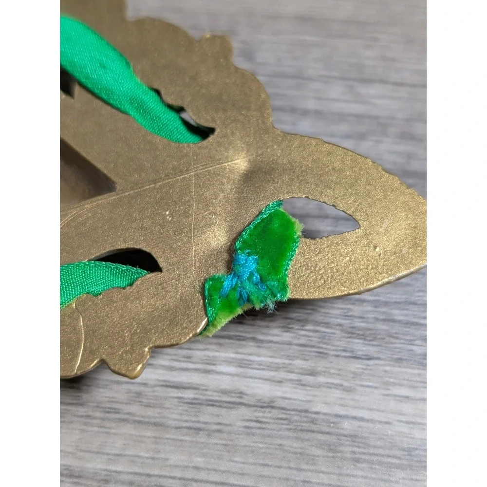 Vintage Homco 1971 Gold Green Velvet Lyre Torch Wall Plaques Bracket Set of 3
